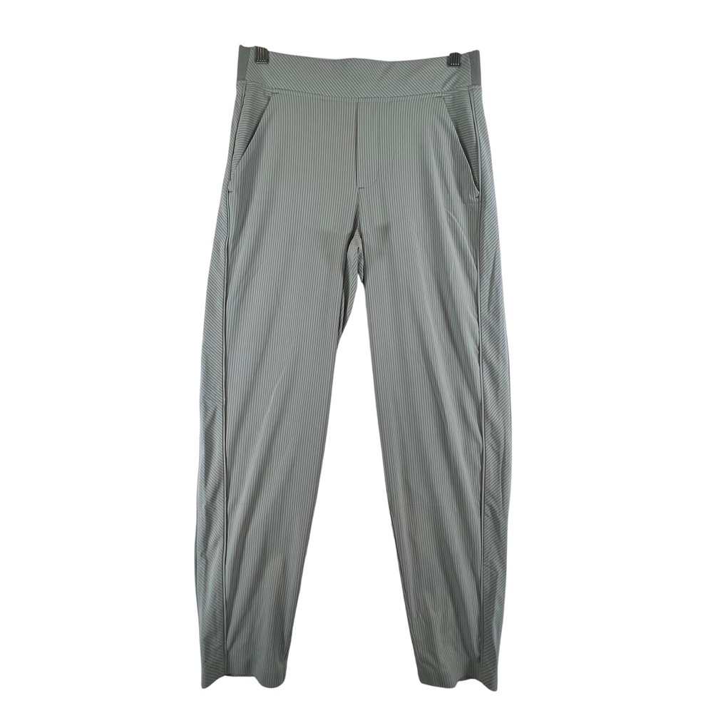 Athleta Brooklyn Ankle Pants Womens Size 2 Sage Green Pinstripe Tapered V305514